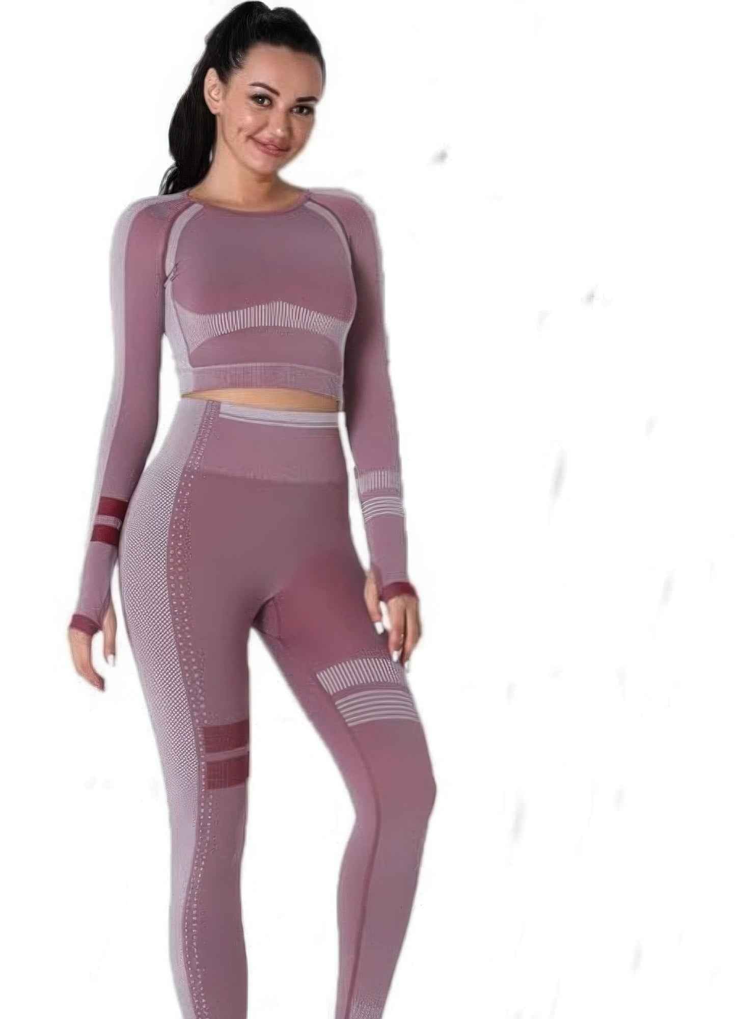 Seamless Long Sleeve Solid Yoga Set