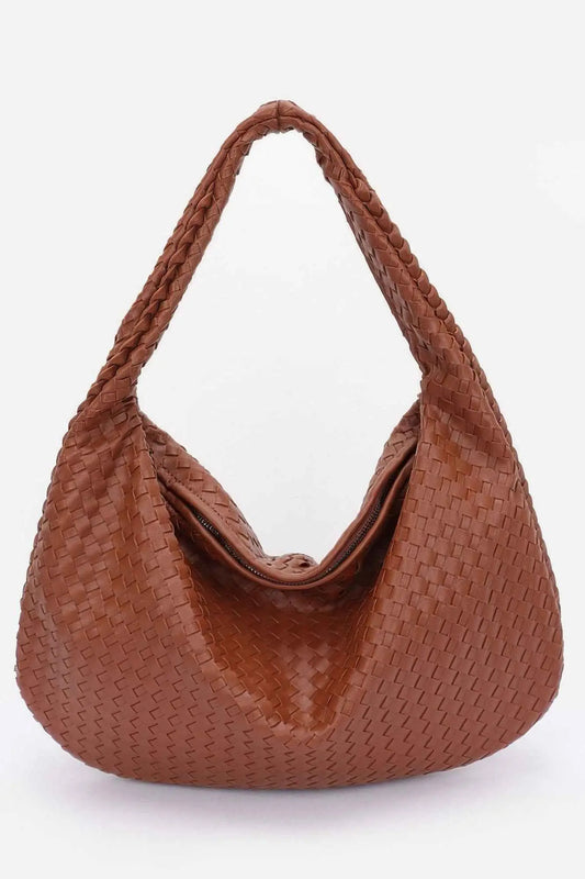 Faux Leather Braided Shoulder Bag - Mr Lou’s Place