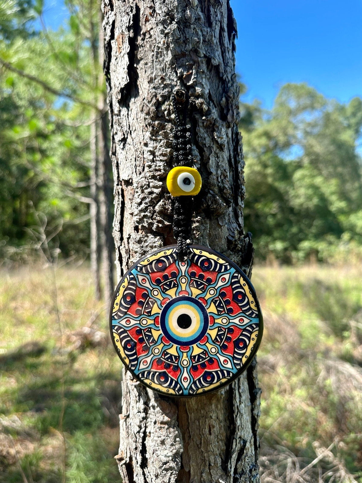 Wall Hanging Ceramic Evil Eye Nazar Boncuk Mal De Ojo, Modern Boho Style Home Decor -- Exotic Mandala Guzel Handcrafts