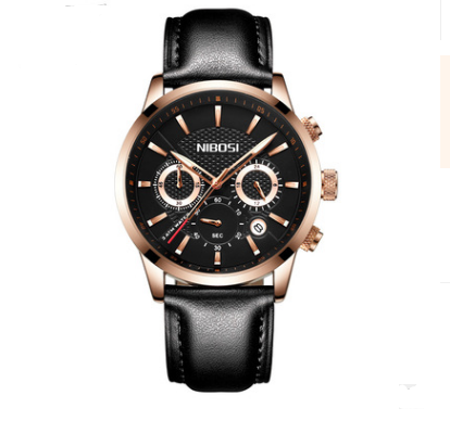 Stylish Men's Black Gold Steel Sports Watch with 3 Eyes Mr Lou’s Place