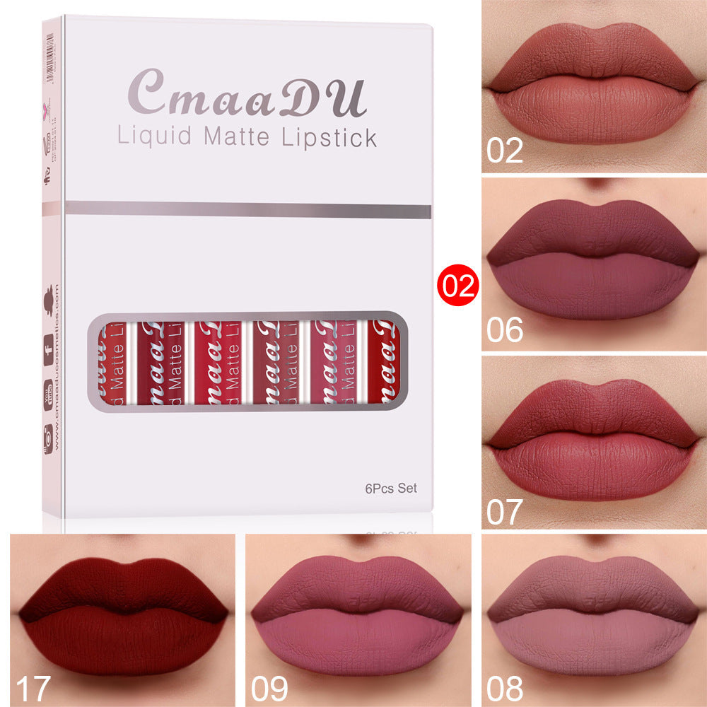 6 Boxes Of Matte Non-stick Cup Waterproof Lipstick Long Lasting Lip Gloss Cj