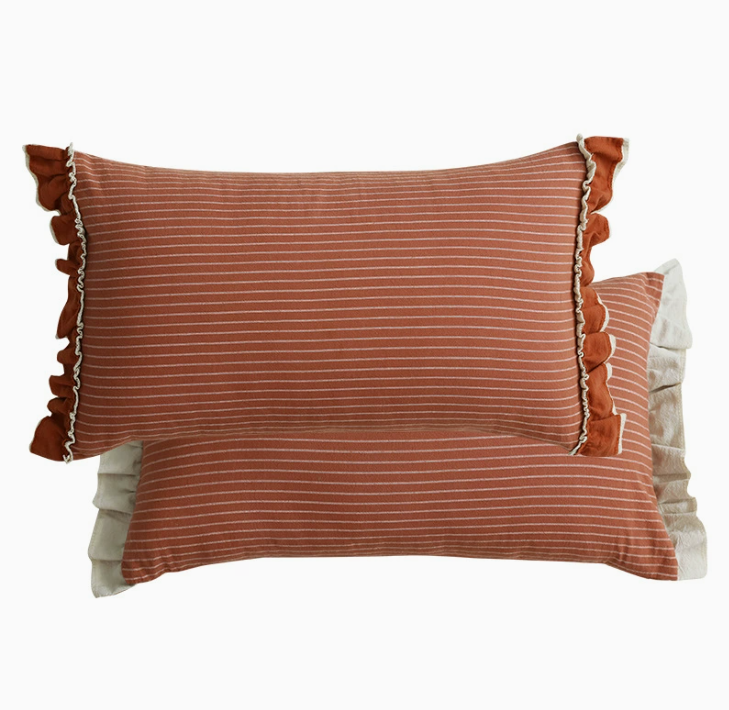 Cotton Sand-Washed Lotus Leaf Lace Sofa Pillow Cushion Mr Lou’s Place