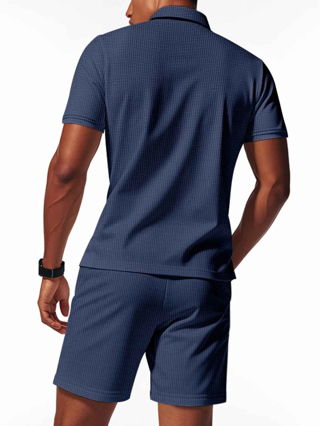 Men's Plus Size Quarter Zip Short Sleeve Top and Shorts Set - Mr Lou’s Place