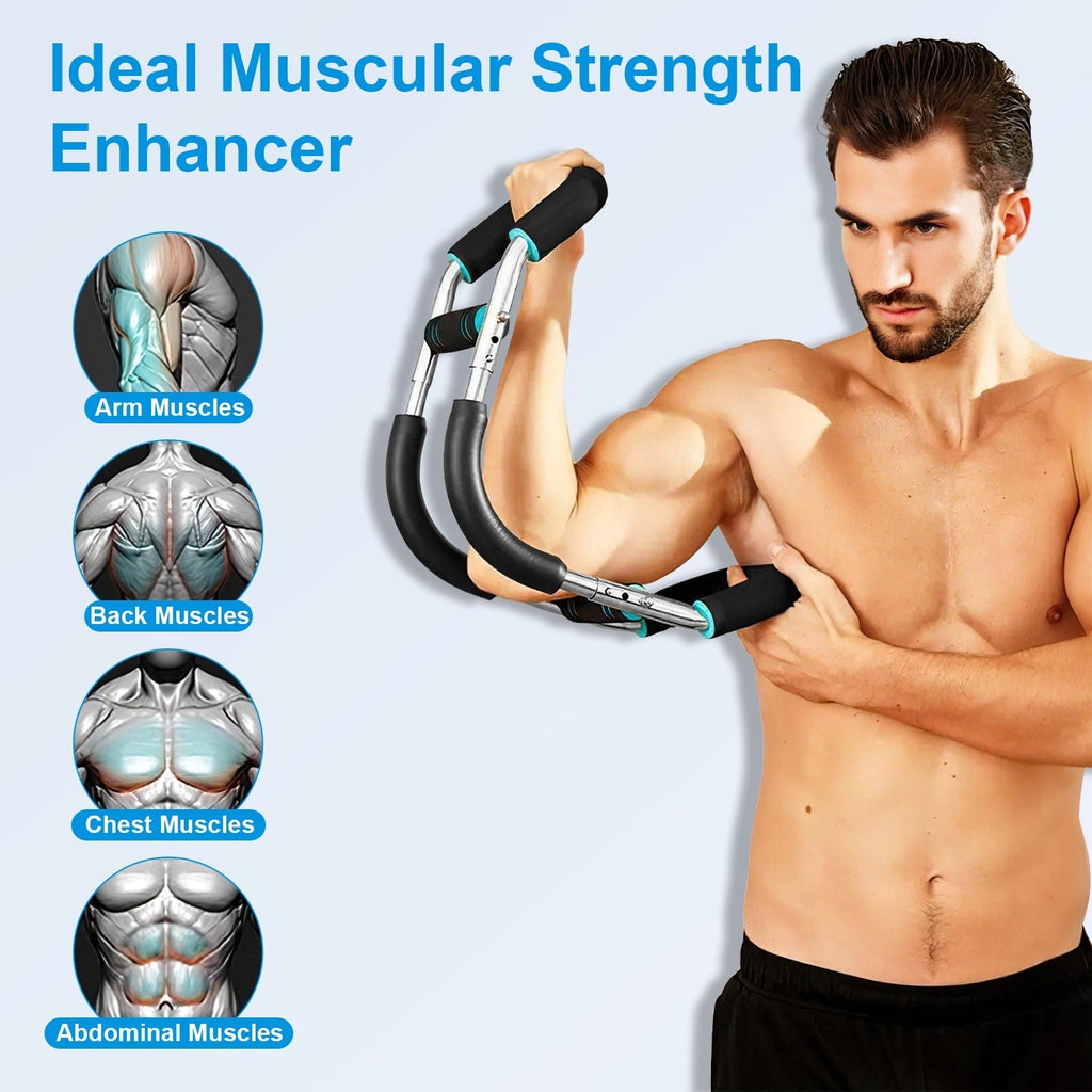 1Pc Adjustable Twister Arm Exerciser Spring Workout Bar Strength Enhancer For Men With 3 Resistance Levels 66 To 110LBS Chest Biceps Triceps Thighs Back Workout Cj