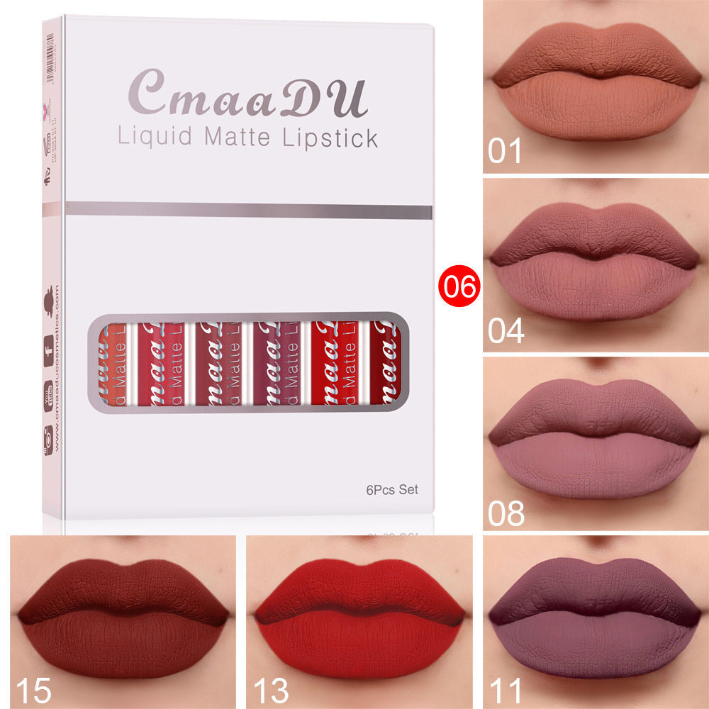 6 Boxes Of Matte Non-stick Cup Waterproof Lipstick Long Lasting Lip Gloss Cj
