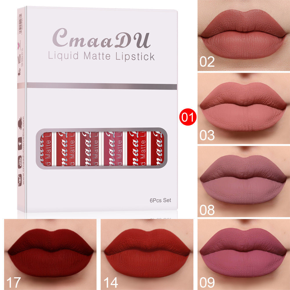 6 Boxes Of Matte Non-stick Cup Waterproof Lipstick Long Lasting Lip Gloss Cj
