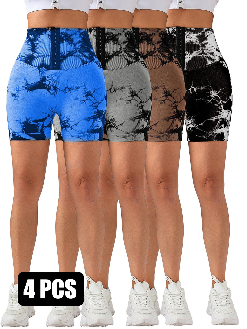 4 Pack Push Up Seamless Running Yoga Top For Women Sportswear Gym Fitness Sets 3-ROW HOOK Seamless Tie Dye Tummy Control Leggings Mr Lou’s Place