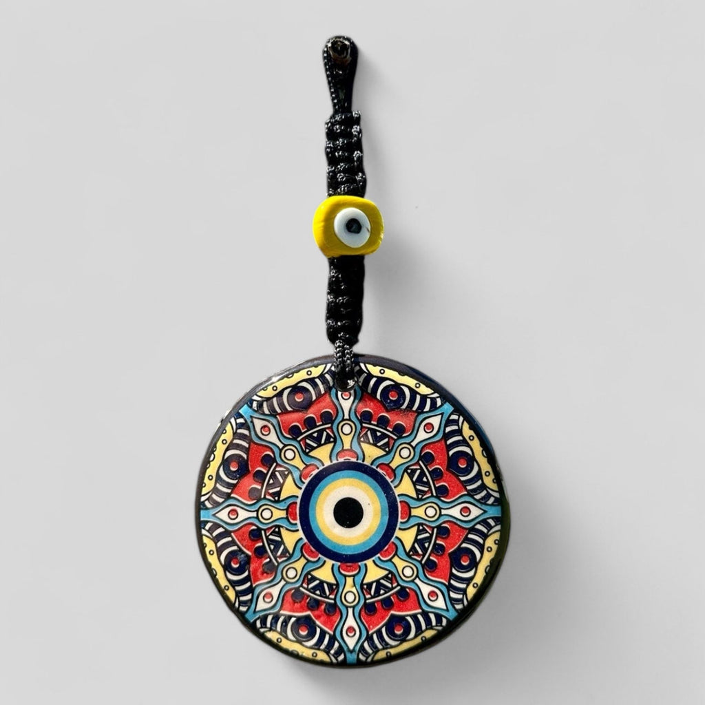 Wall Hanging Ceramic Evil Eye Nazar Boncuk Mal De Ojo, Modern Boho Style Home Decor -- Exotic Mandala Guzel Handcrafts