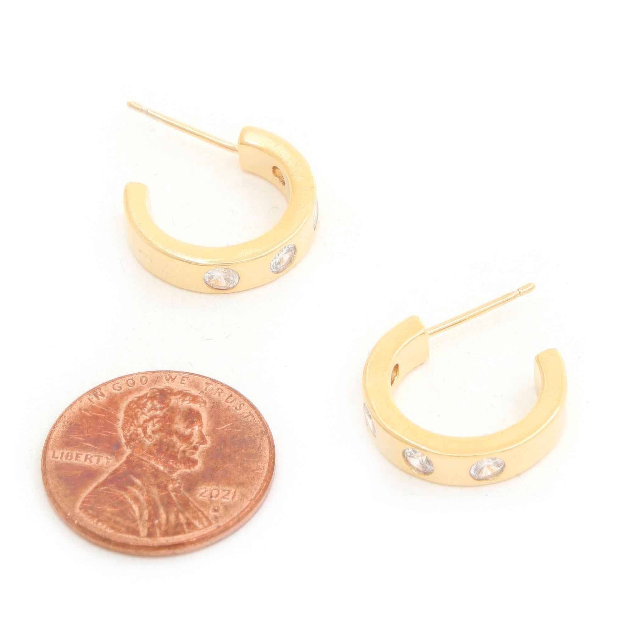 14k Rhinestone Hoop Gold Dipped Earring - Mr Lou’s Place