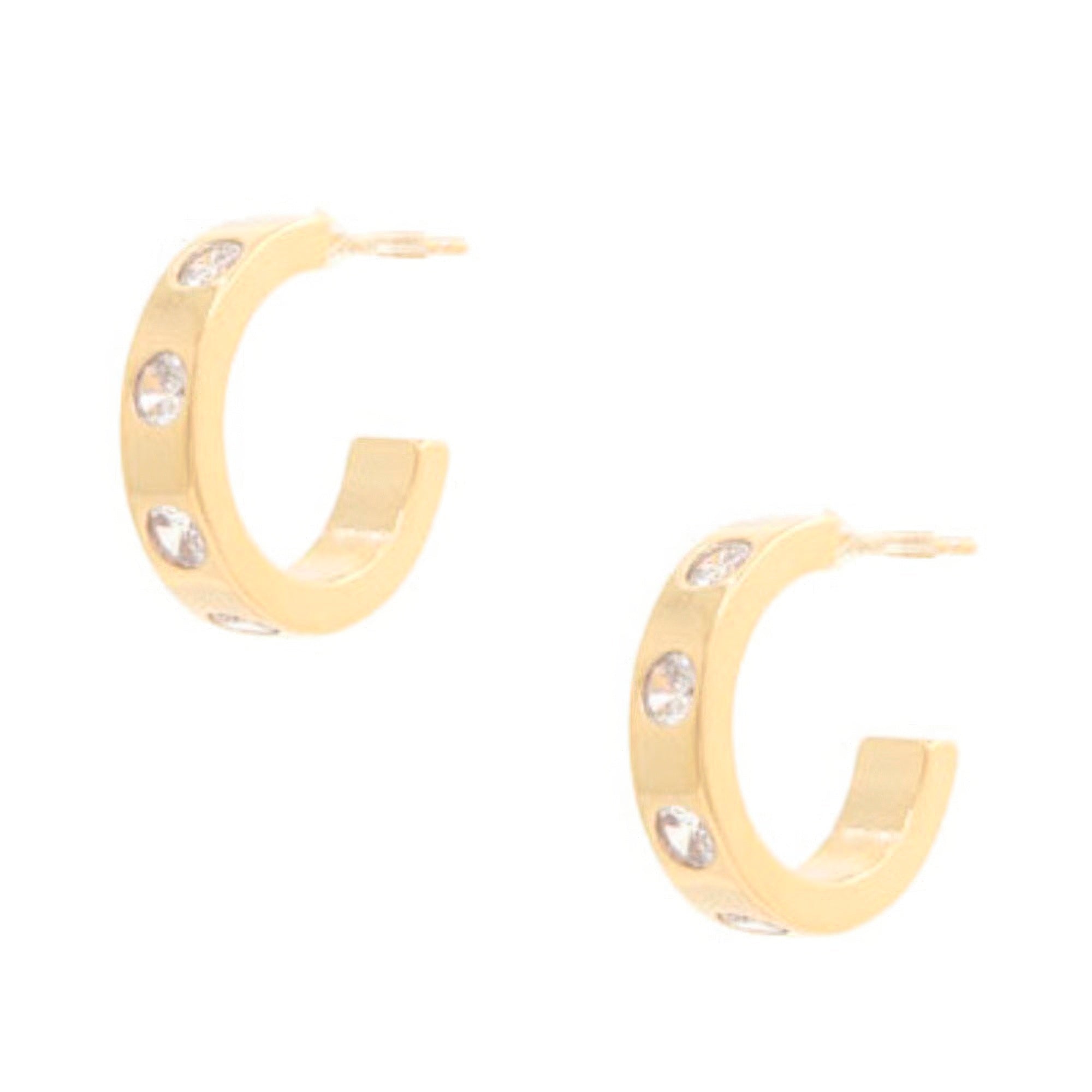 14k Rhinestone Hoop Gold Dipped Earring - Mr Lou’s Place
