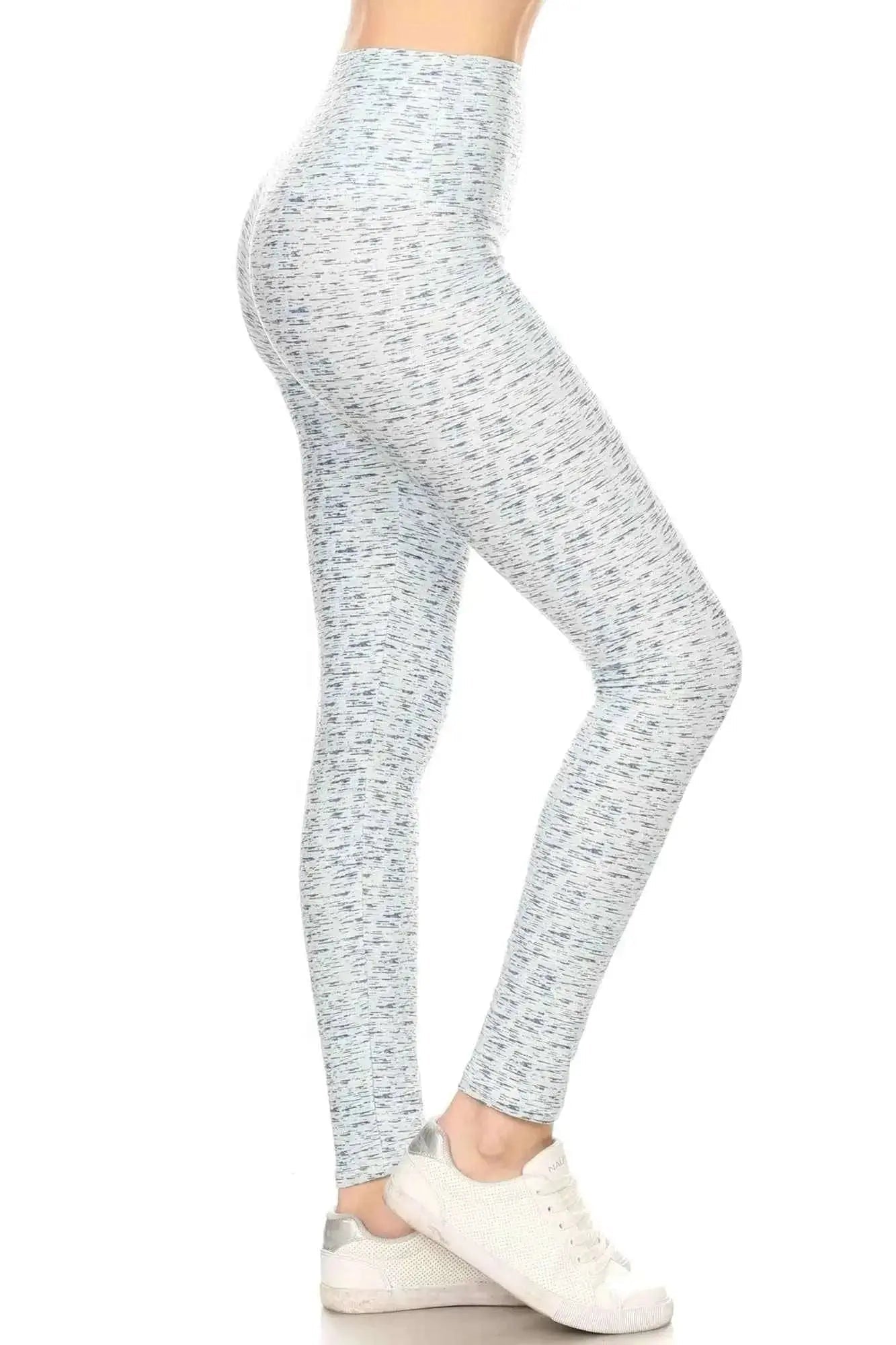 5-inch Long Yoga Style Banded Lined Multi Printed Knit Legging With High Waist - Mr Lou’s Place