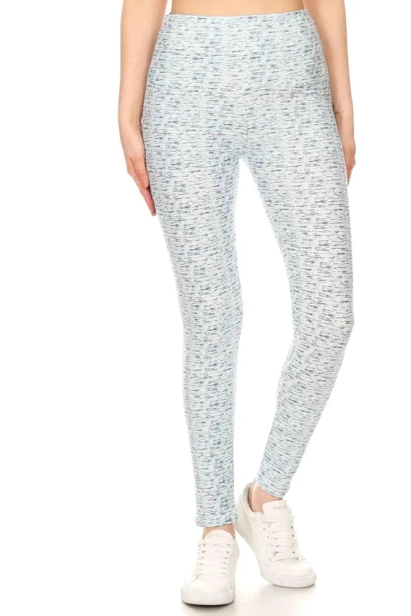 5-inch Long Yoga Style Banded Lined Multi Printed Knit Legging With High Waist - Mr Lou’s Place