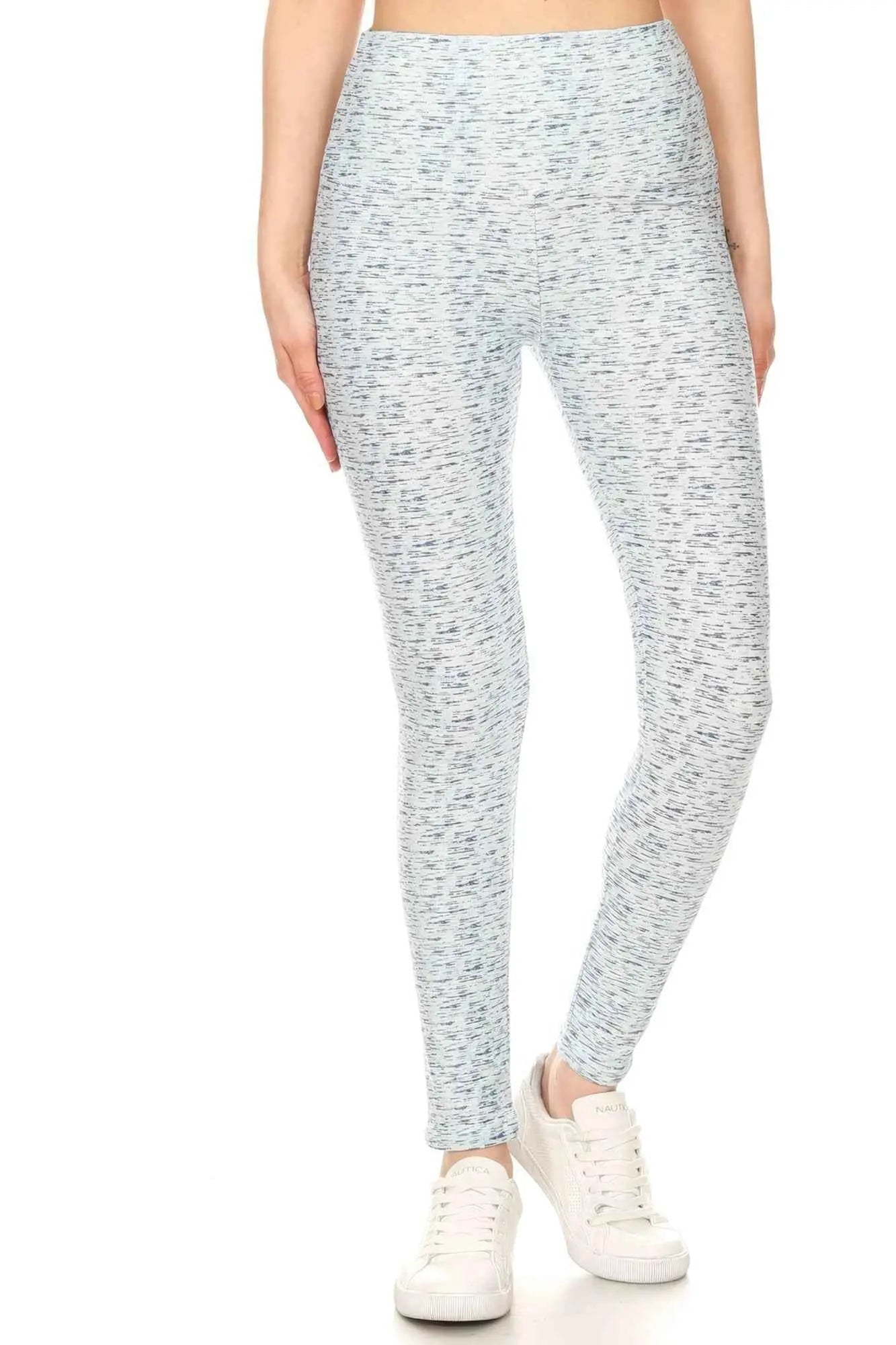 5 - inch Long Yoga Style Banded Lined Multi Printed Knit Legging With High Waist - Mr Lou’s Place