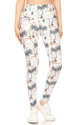 5-inch Long Yoga Style Banded Lined Sailor Printed Knit Legging With High Waist - Mr Lou’s Place