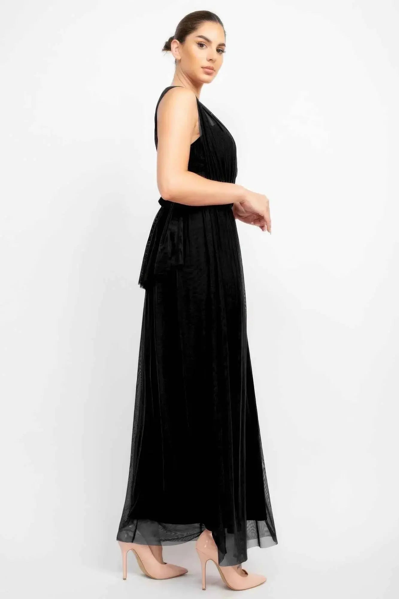 A - line Mesh Convertible Maxi Dress - Mr Lou’s Place
