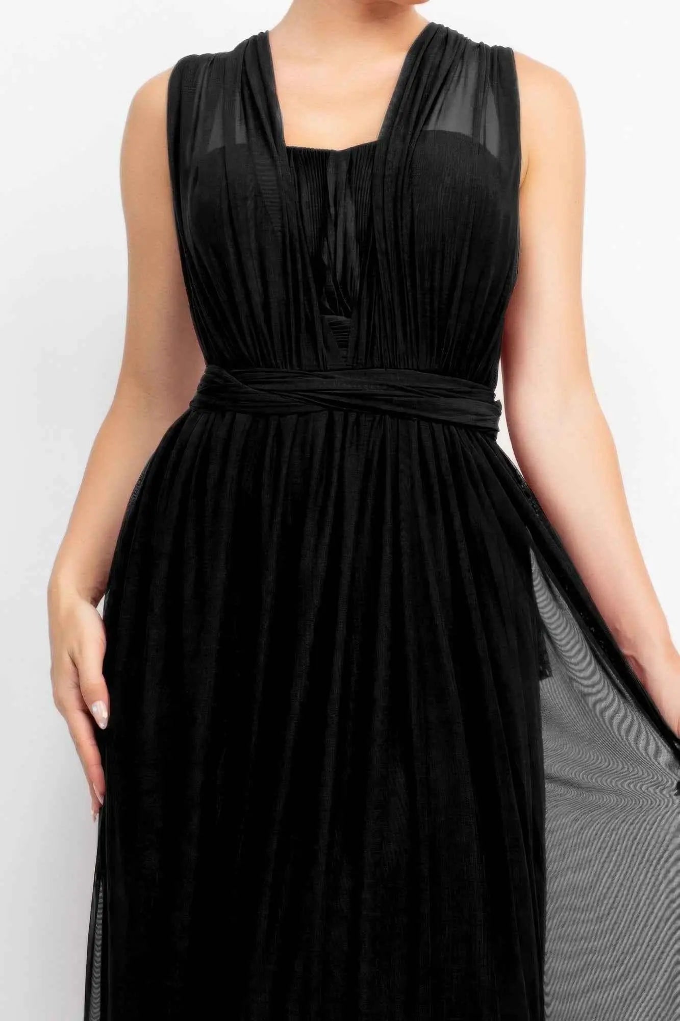 A - line Mesh Convertible Maxi Dress - Mr Lou’s Place