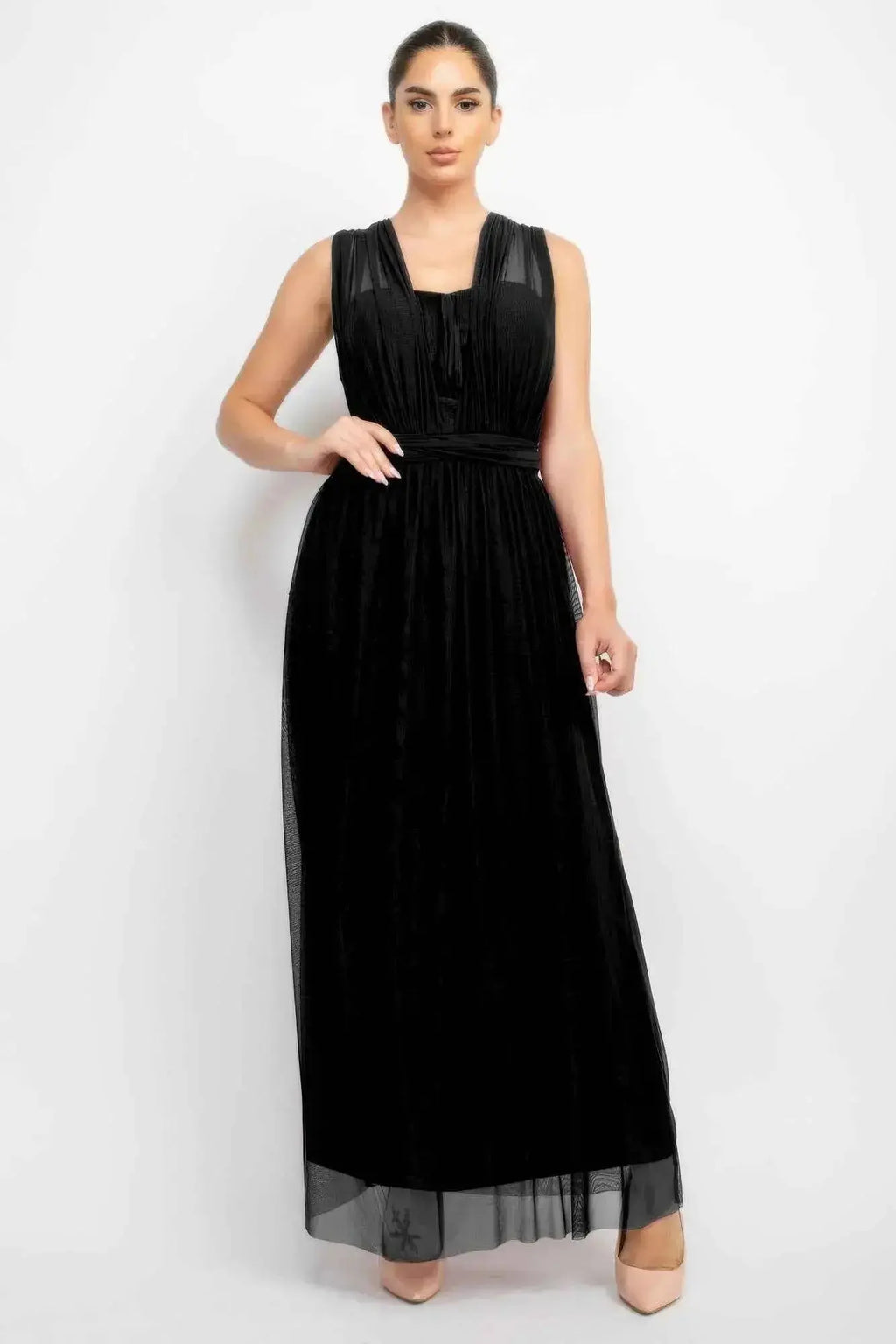 A - line Mesh Convertible Maxi Dress - Mr Lou’s Place