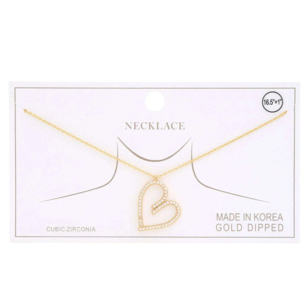 Abstract Heart Rhinestone Gold Dipped Necklace - Mr Lou’s Place
