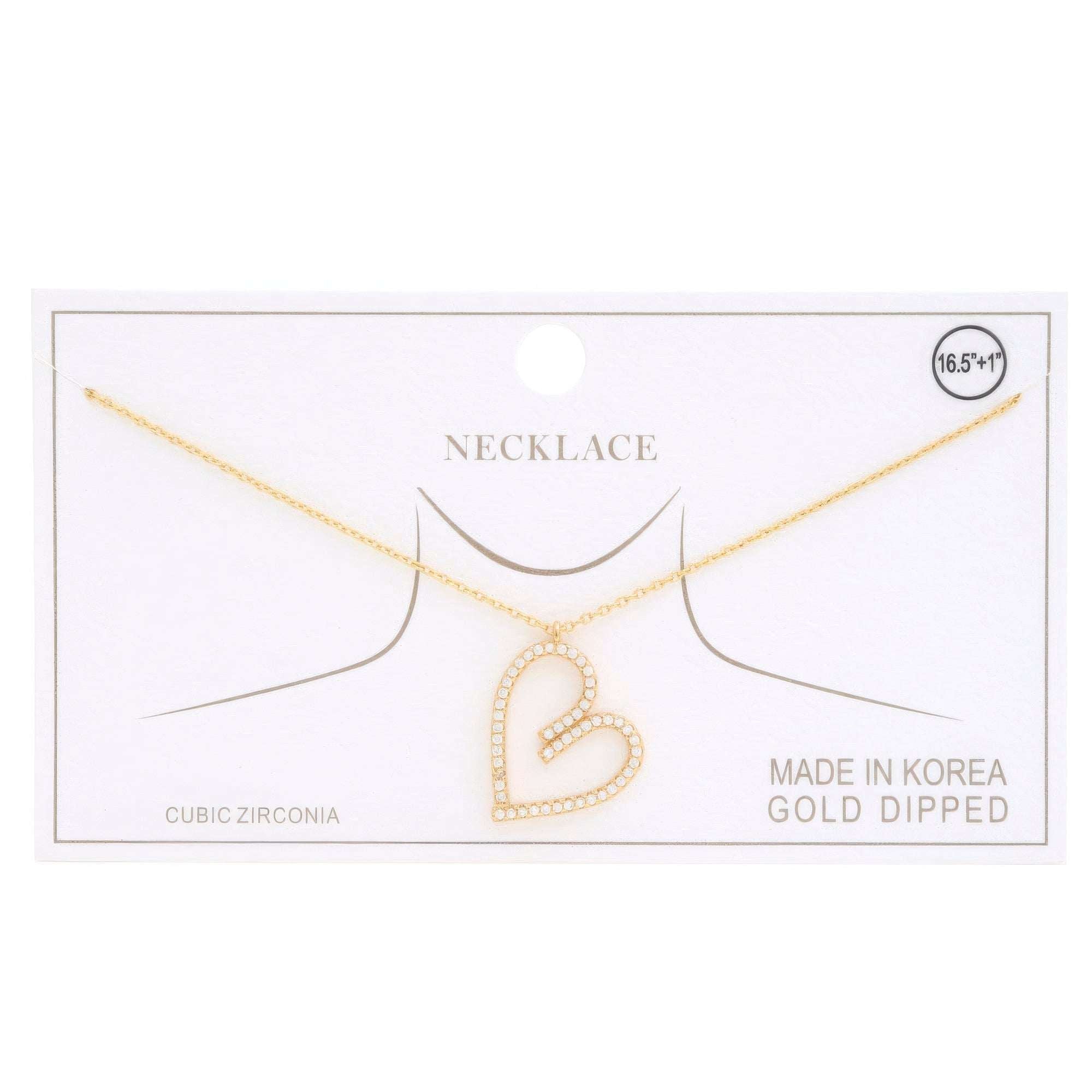 Abstract Heart Rhinestone Gold Dipped Necklace - Mr Lou’s Place