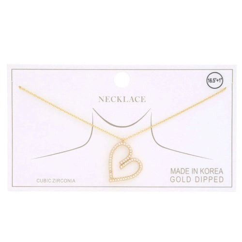 Abstract Heart Rhinestone Gold Dipped Necklace - Mr Lou’s Place