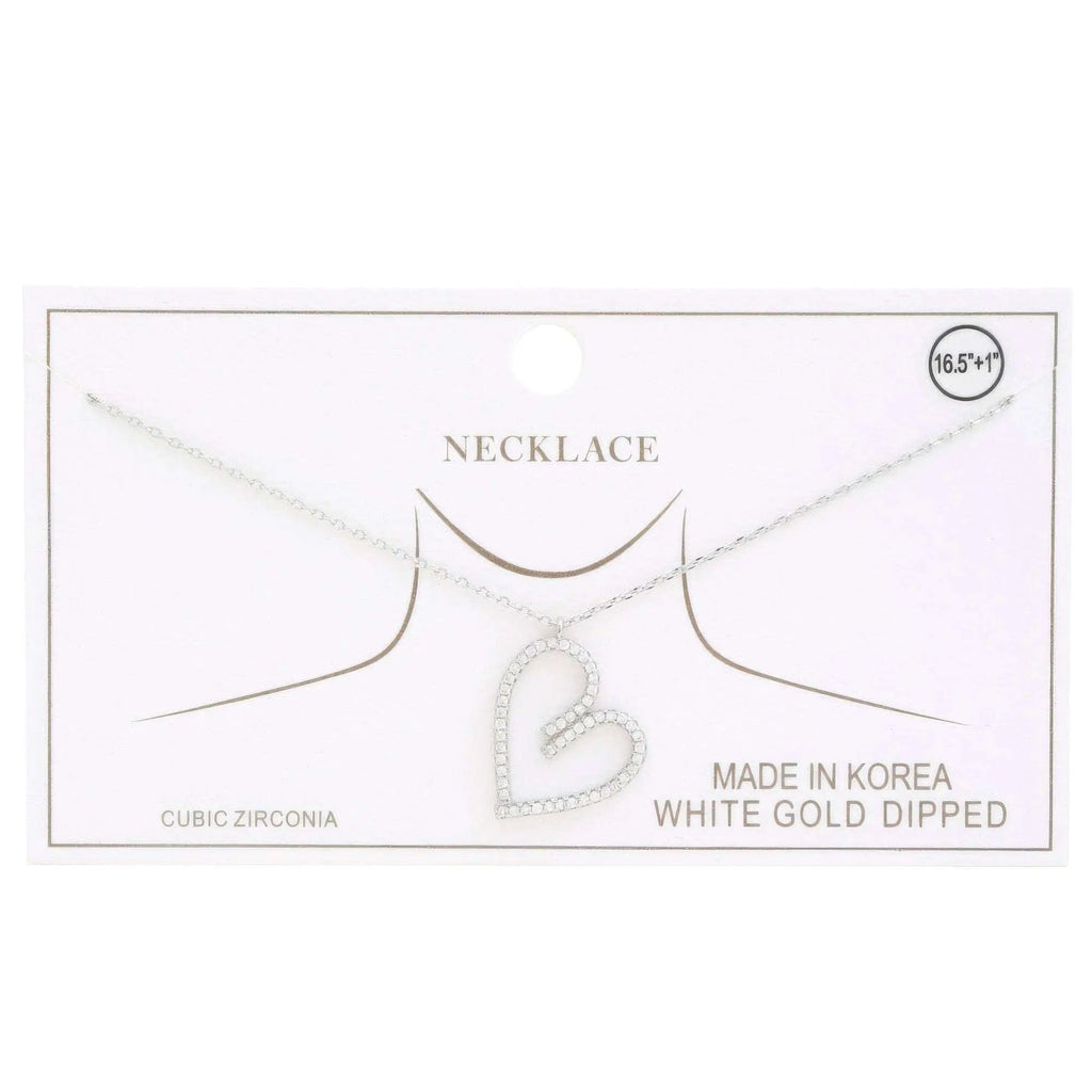 Abstract Heart Rhinestone Gold Dipped Necklace - Mr Lou’s Place