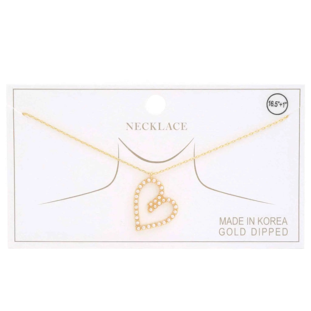 Abstract Heart Rhinestone Gold Dipped Necklace - Mr Lou’s Place