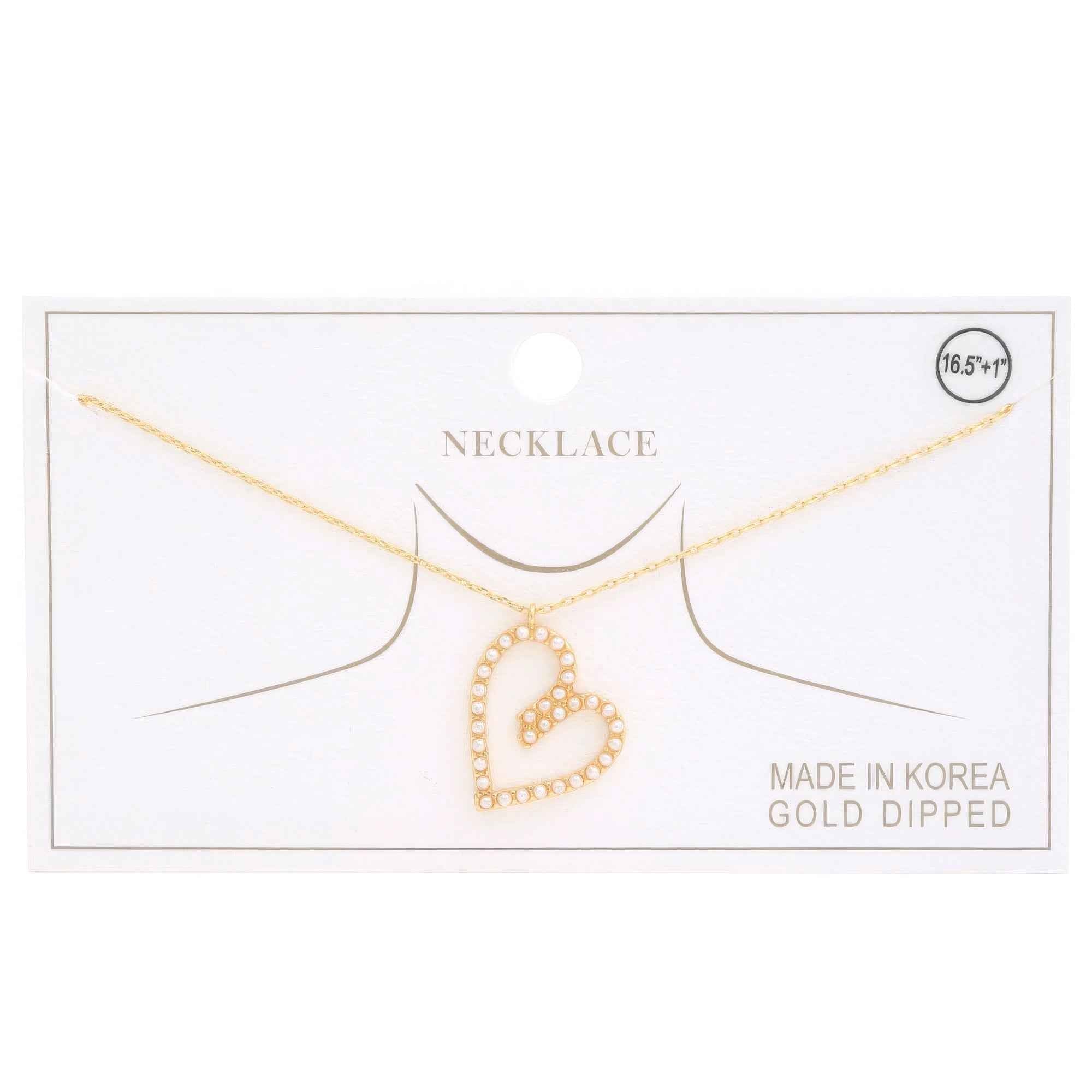 Abstract Heart Rhinestone Gold Dipped Necklace - Mr Lou’s Place