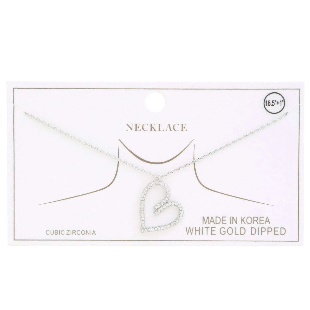 Abstract Heart Rhinestone Gold Dipped Necklace - Mr Lou’s Place