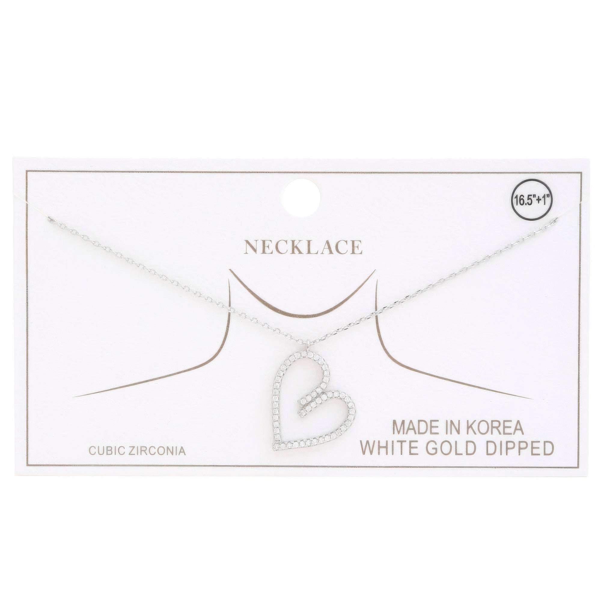 Abstract Heart Rhinestone Gold Dipped Necklace - Mr Lou’s Place