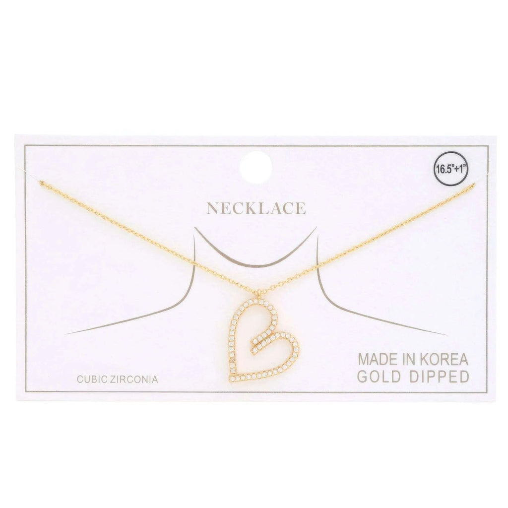 Abstract Heart Rhinestone Gold Dipped Necklace - Mr Lou’s Place
