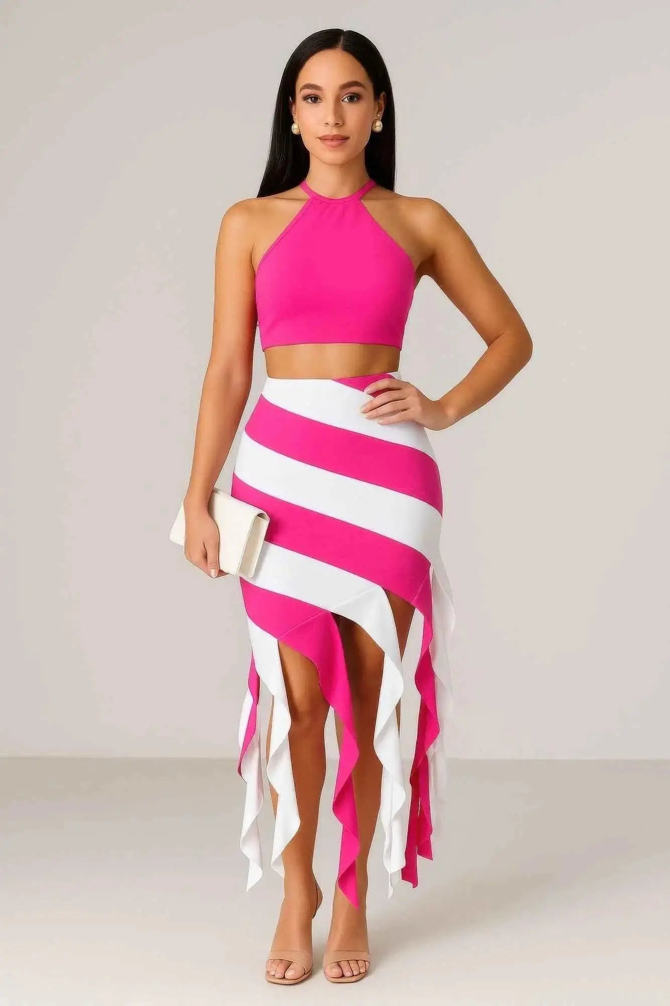 Asymmetric Crop Skirt Set - Mr Lou’s Place