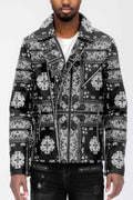 Bandana Print Vegan Leather Jacket - Mr Lou’s Place