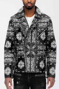 Bandana Print Vegan Leather Jacket - Mr Lou’s Place