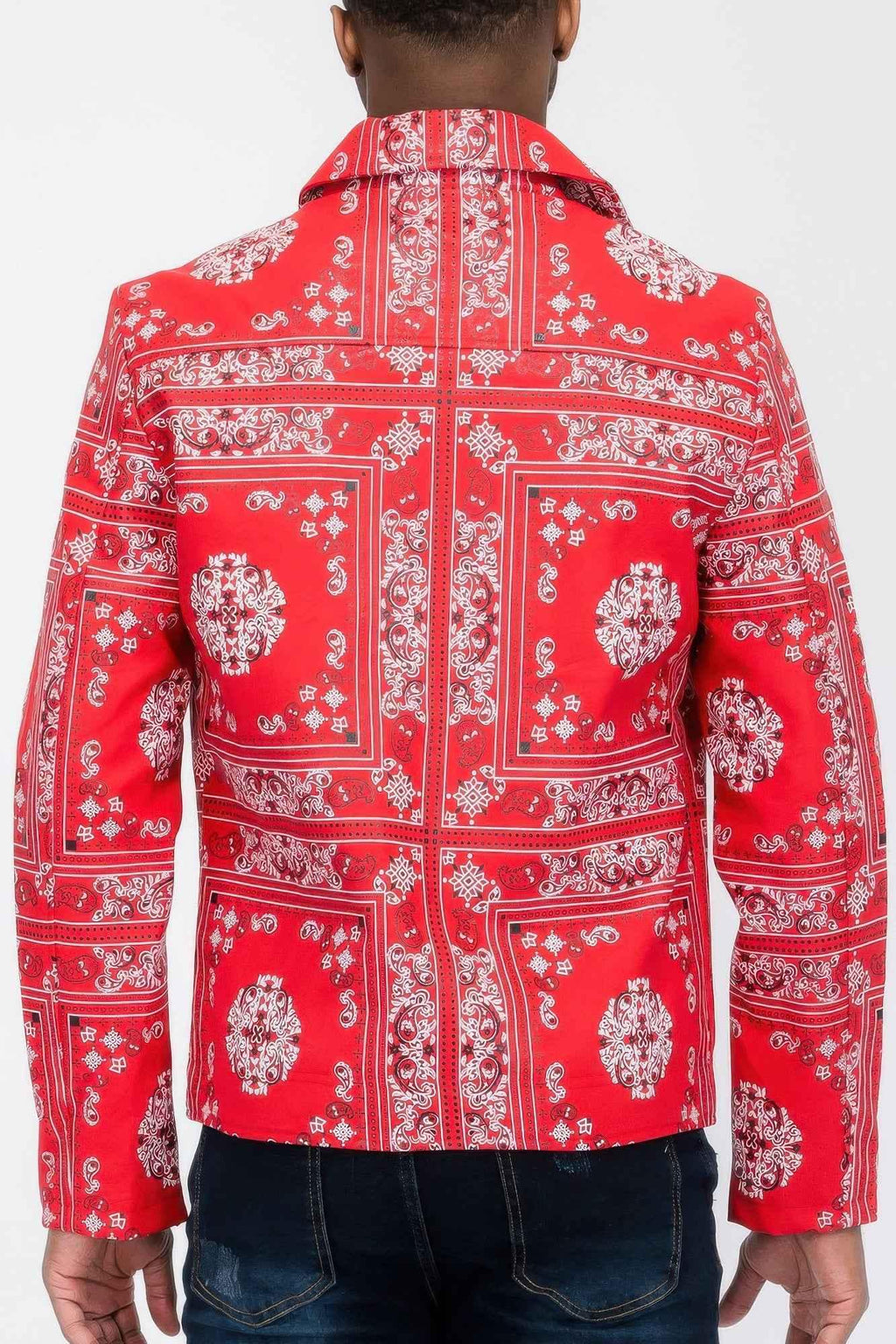 Bandana Print Vegan Leather Jacket - Mr Lou’s Place