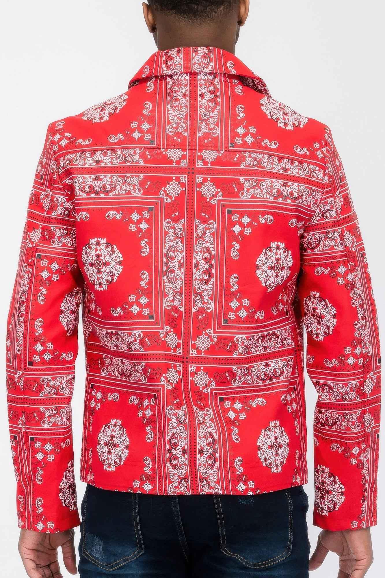 Bandana Print Vegan Leather Jacket - Mr Lou’s Place