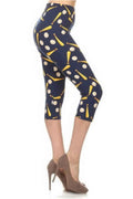Baseball Printed, High Waisted Capri Leggings In A Fitted Style With An Elastic Waistband - Mr Lou’s Place