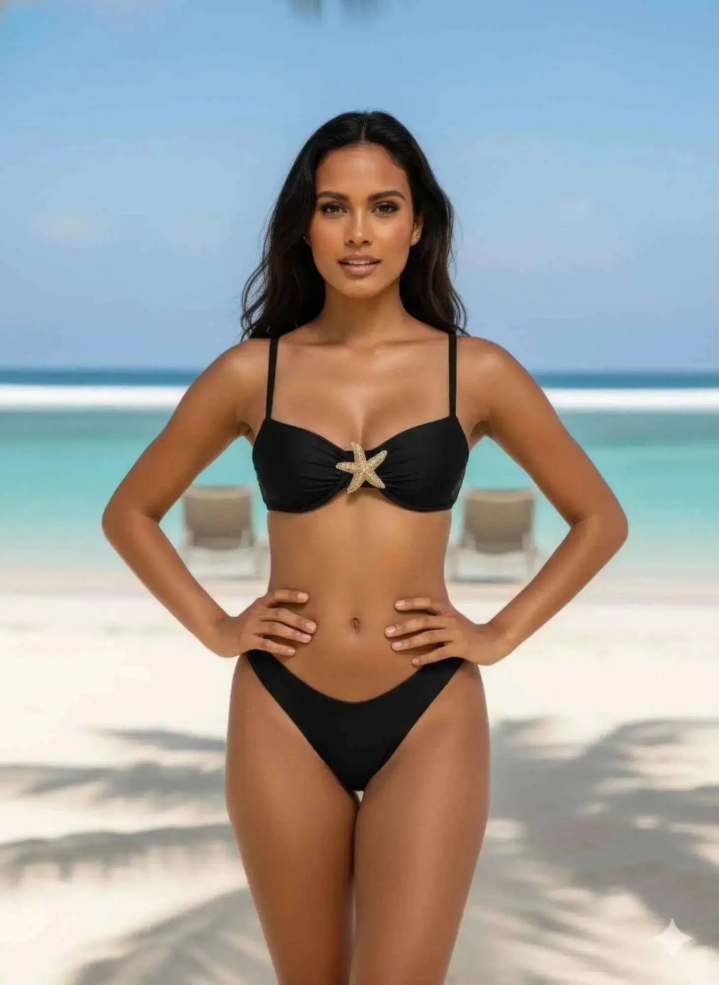 Beige Luxe Maxi 3 Piece Bikini Set Star Fish - Mr Lou’s Place