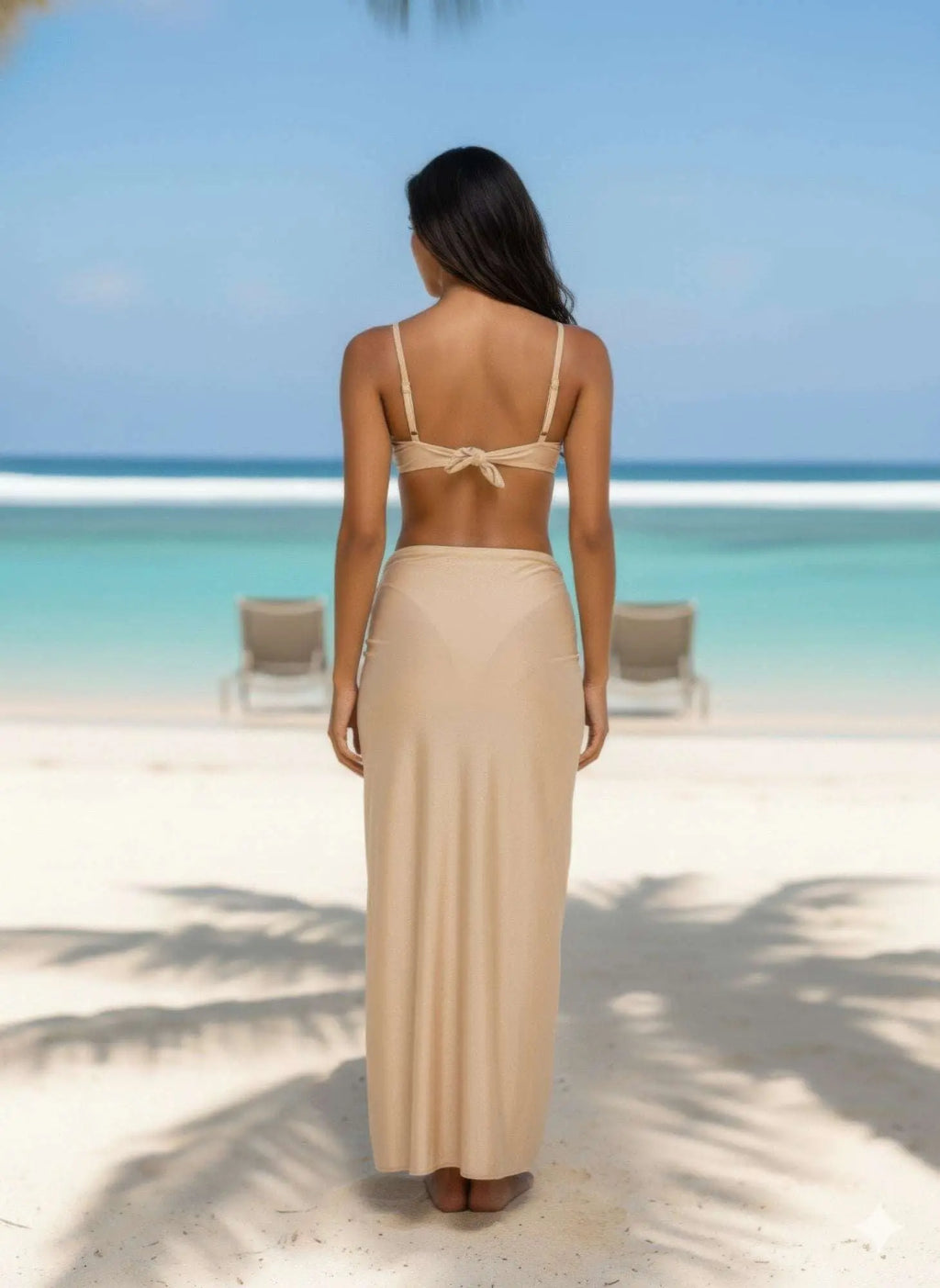 Beige Luxe Maxi 3 Piece Bikini Set Star Fish - Mr Lou’s Place