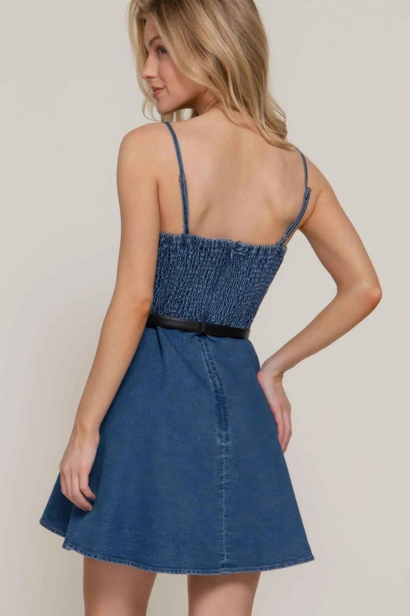 Belted Cami A-line Mini Dress - Mr Lou’s Place