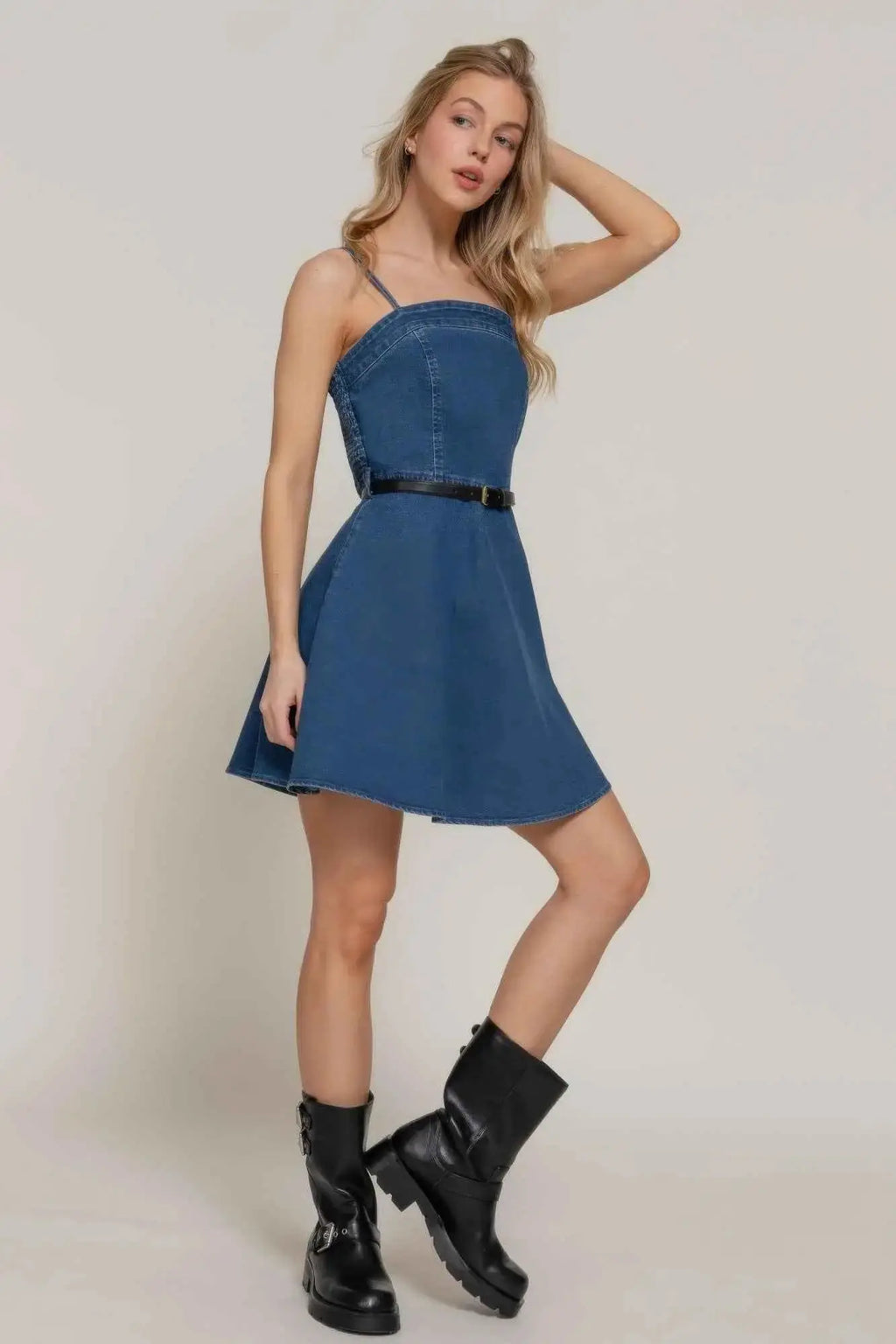 Belted Cami A - line Mini Dress - Mr Lou’s Place