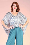 Bohemian Lurex Chiffon Caftan Top With Back Band - Mr Lou’s Place