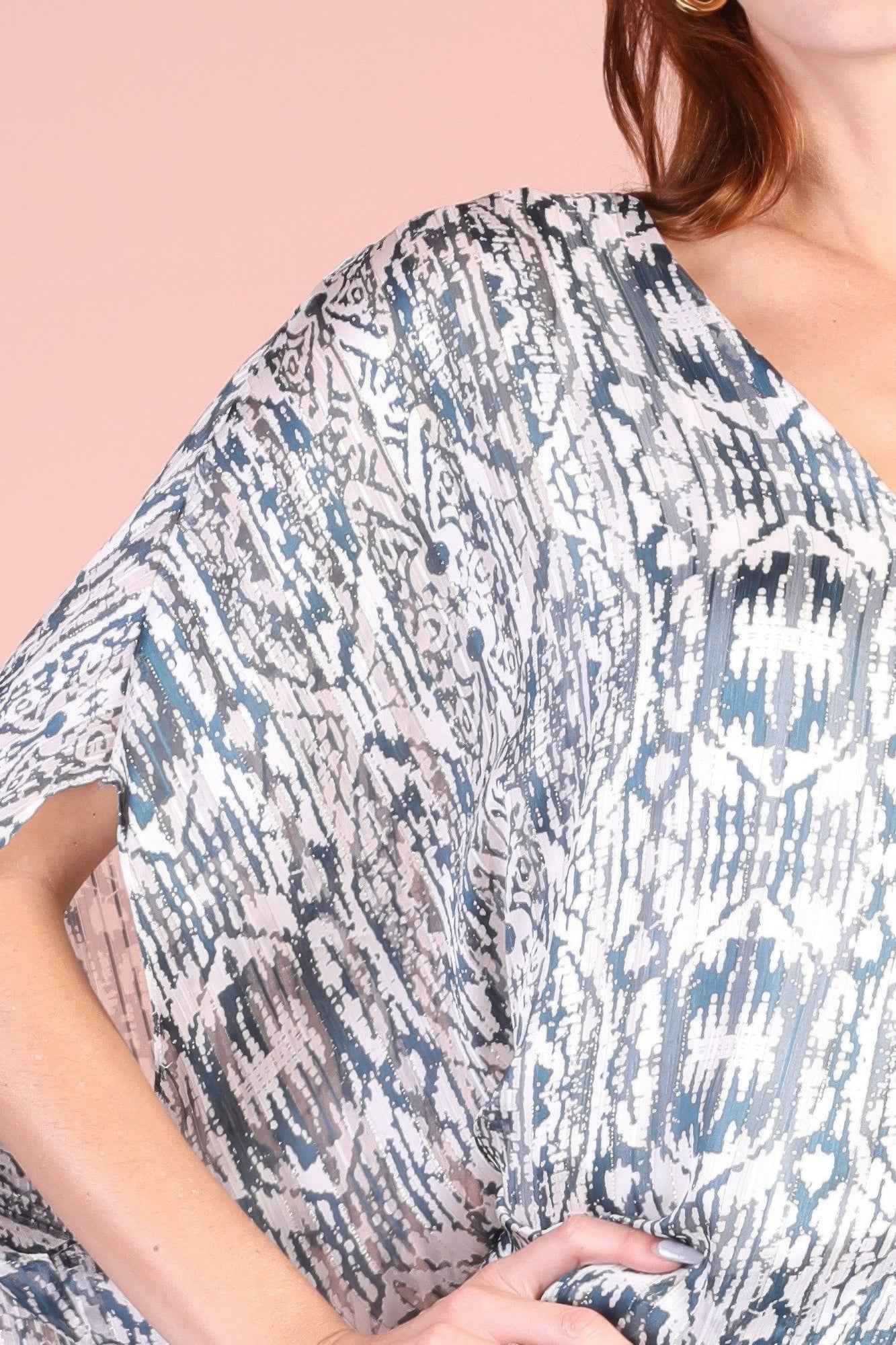 Bohemian Lurex Chiffon Caftan Top With Back Band - Mr Lou’s Place