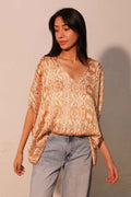 Bohemian Lurex Chiffon Caftan Top With Back Band - Mr Lou’s Place