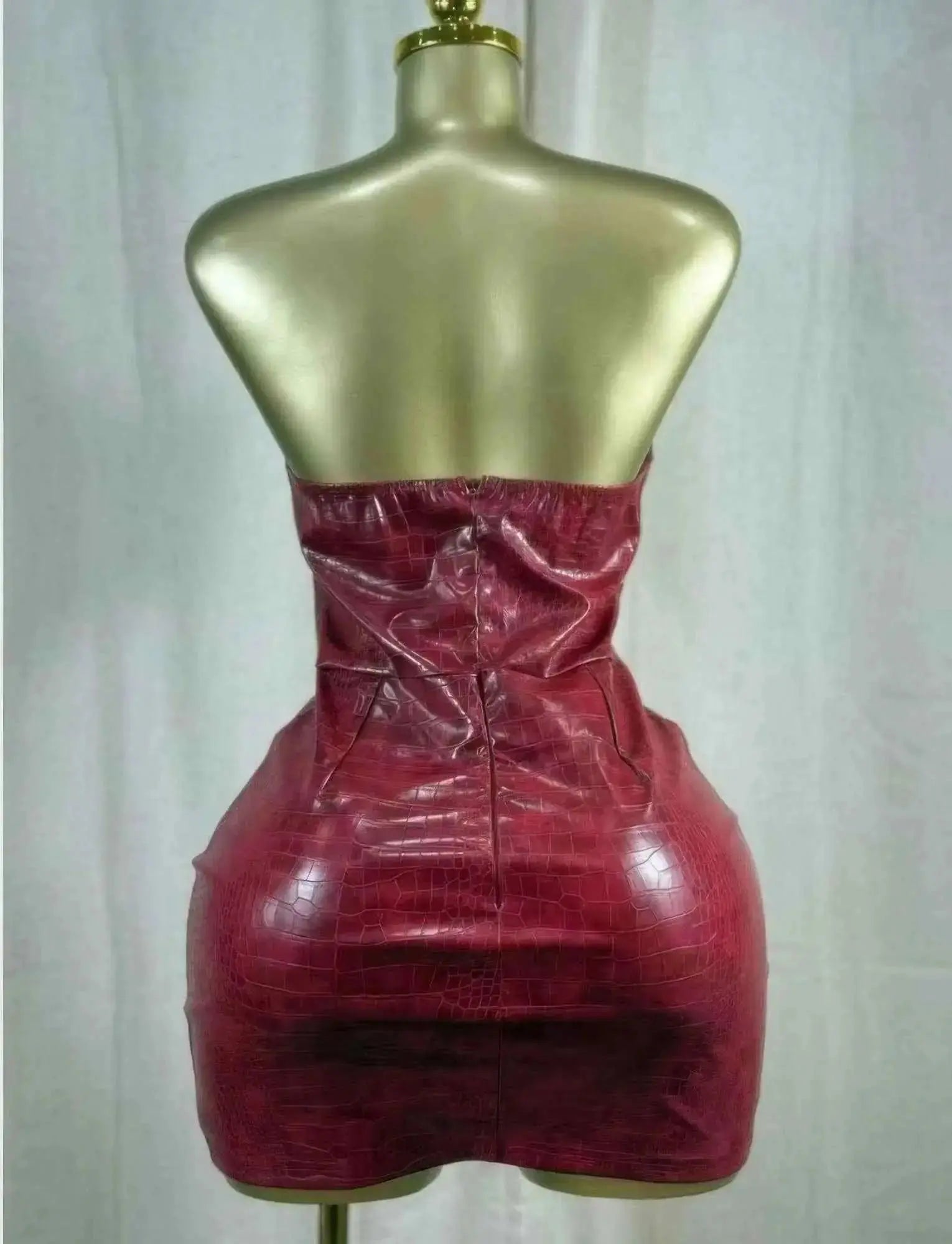 Bordeaux Croc Corset Mini Dress - Mr Lou’s Place