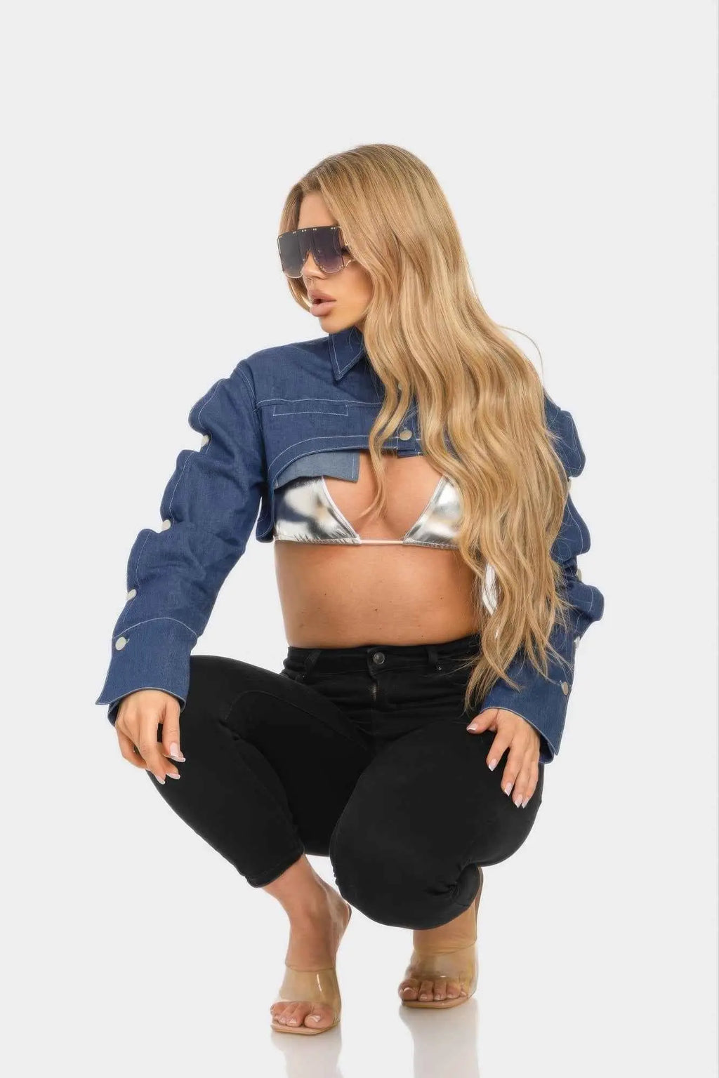 Button Down Denim Bolero - Mr Lou’s Place