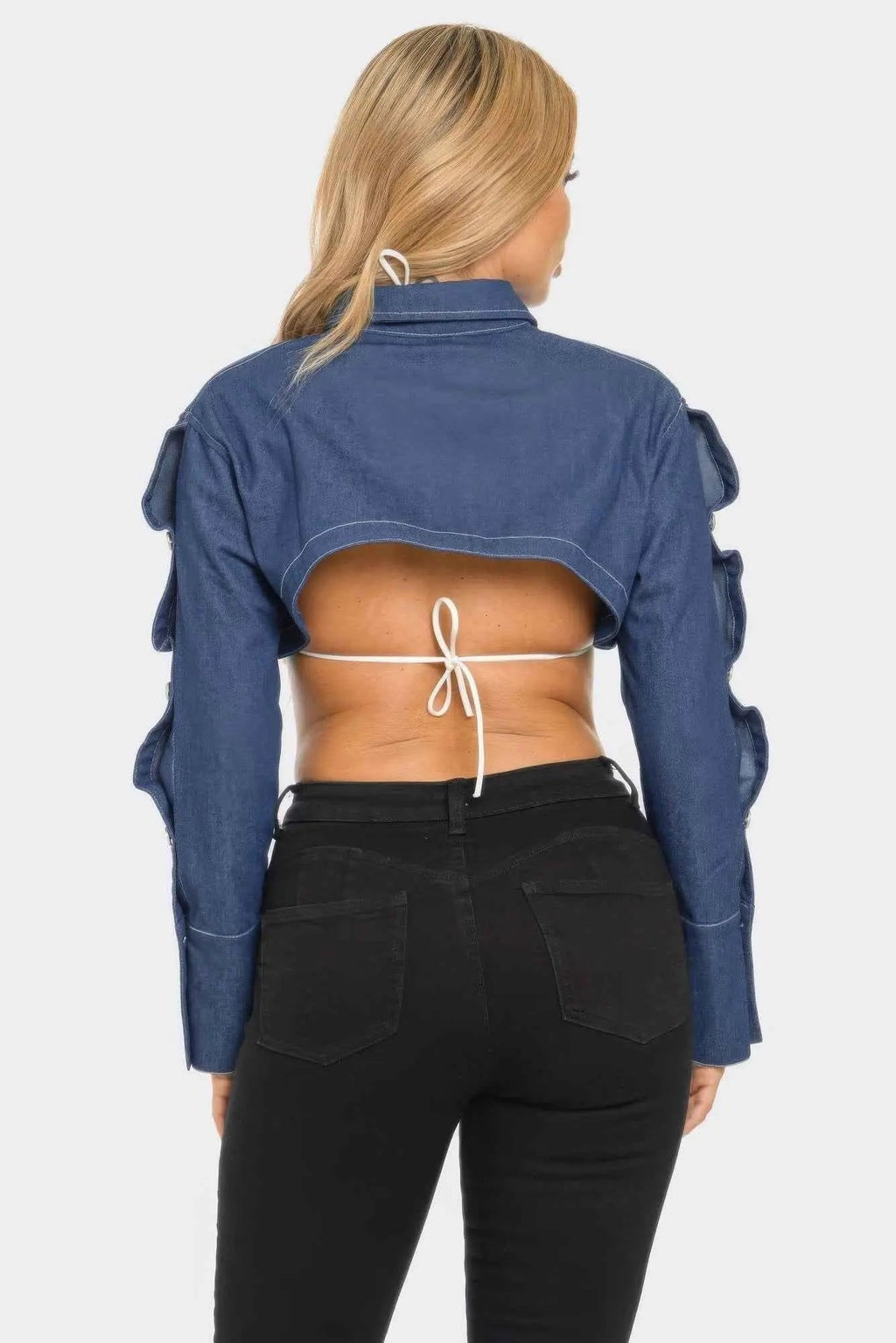 Button Down Denim Bolero - Mr Lou’s Place