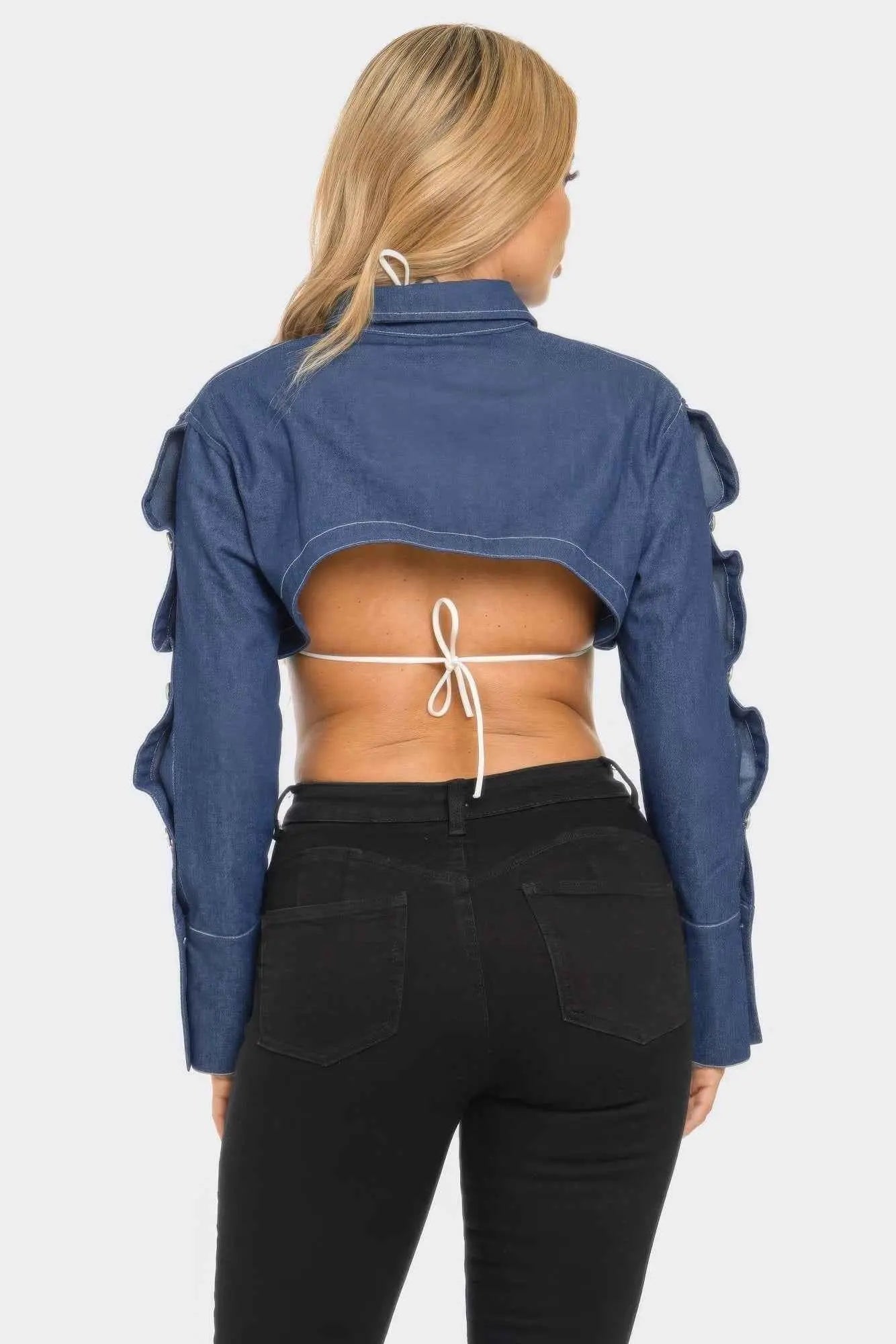Button Down Denim Bolero - Mr Lou’s Place