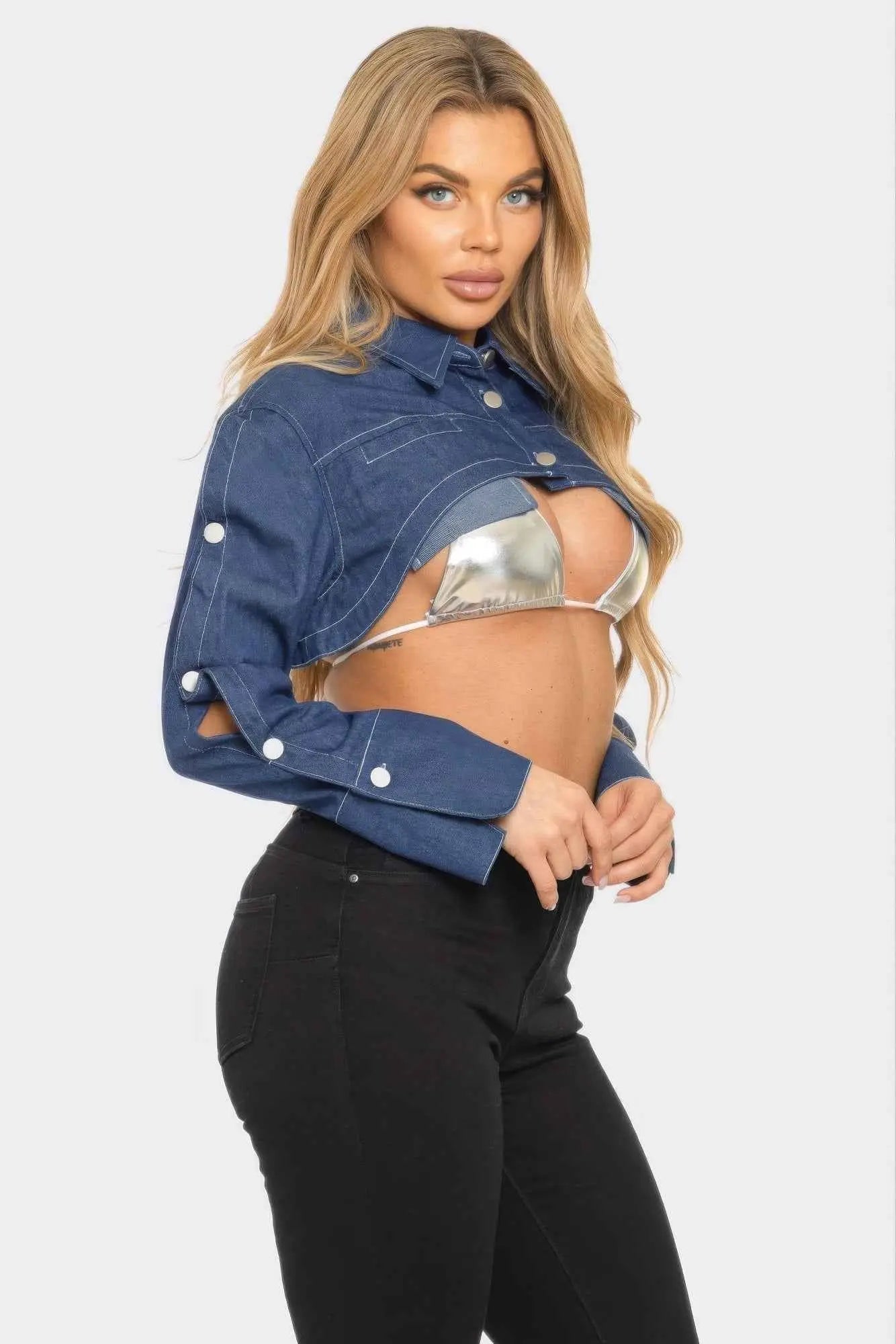 Button Down Denim Bolero - Mr Lou’s Place