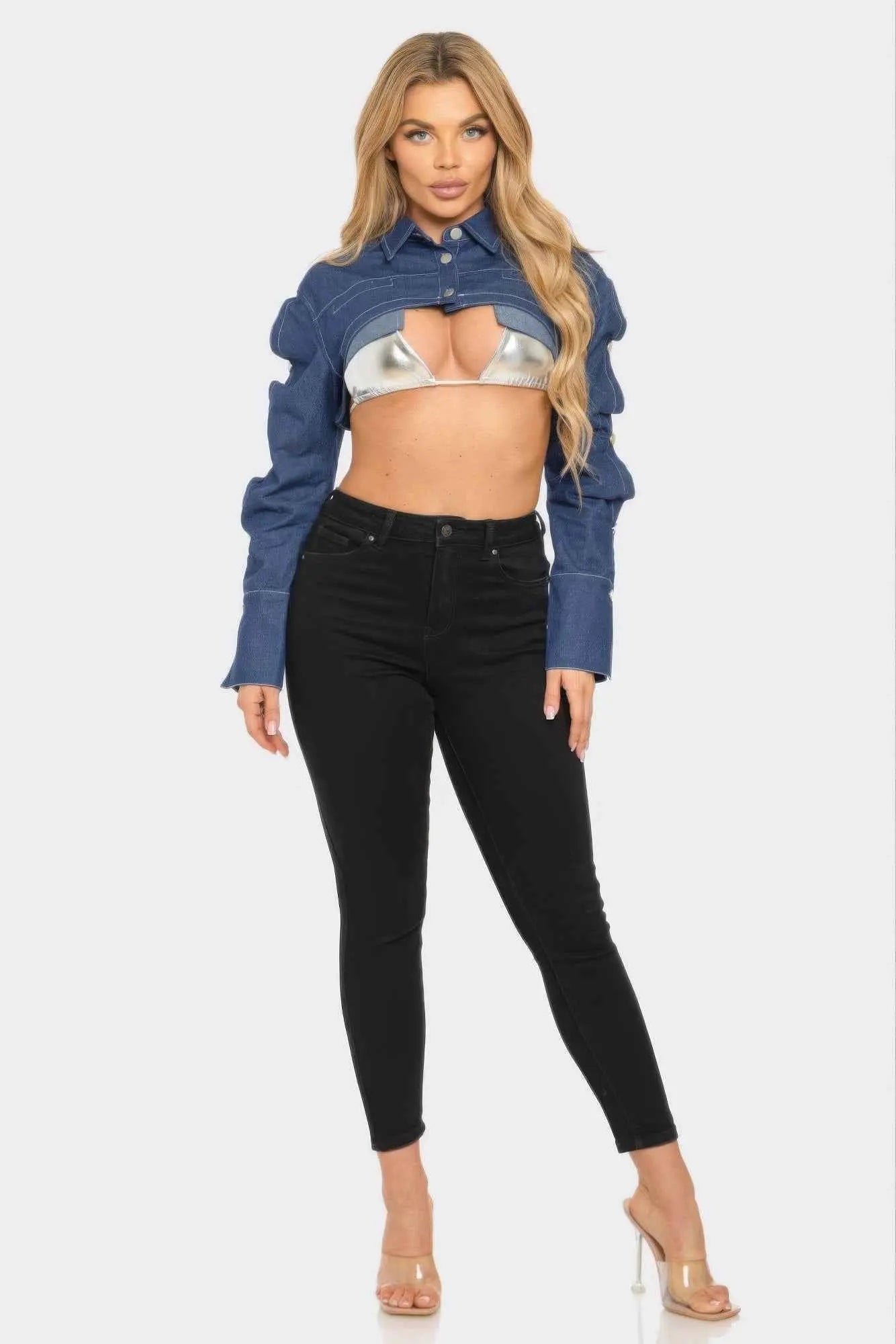 Button Down Denim Bolero - Mr Lou’s Place