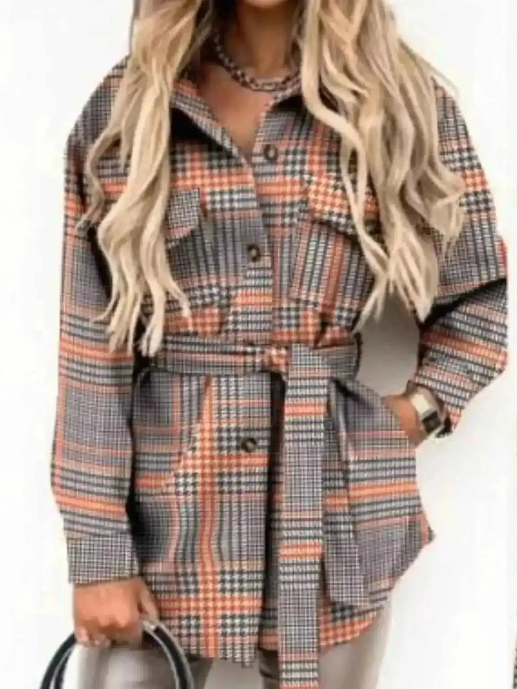 Button Up Long Sleeve Plaid Outerwear - Mr Lou’s Place